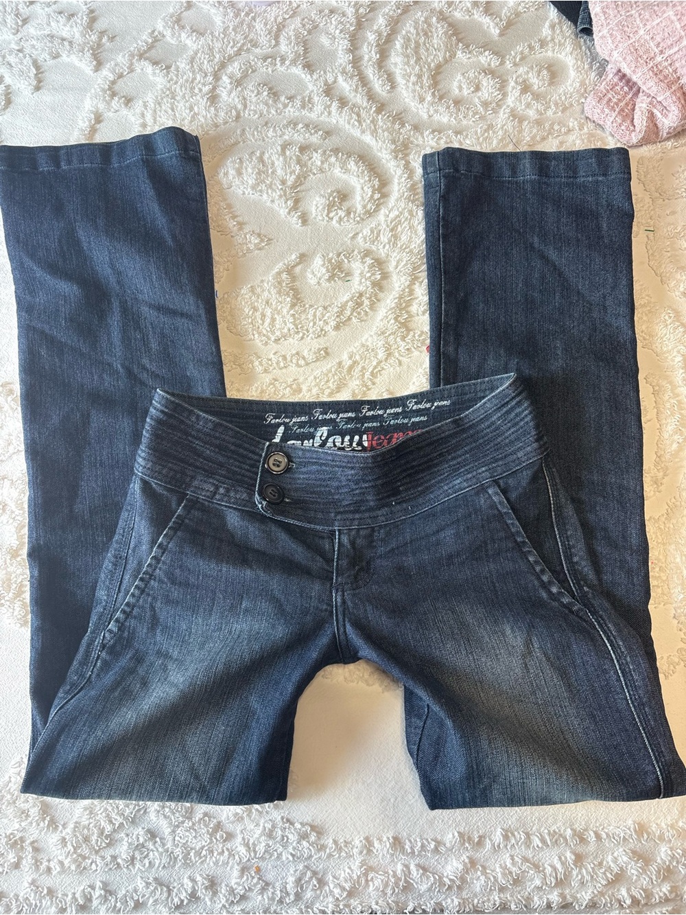 Y2K fold over low rise bootcut Dark Blue Women’s Stretch Jeans - Casual Slim Fit